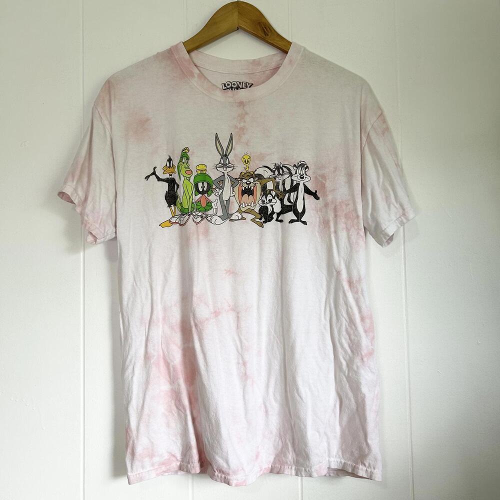 Looney Tunes Cartoon Tie Dye Graphic Short Sleeve T-shirt Men's Medium